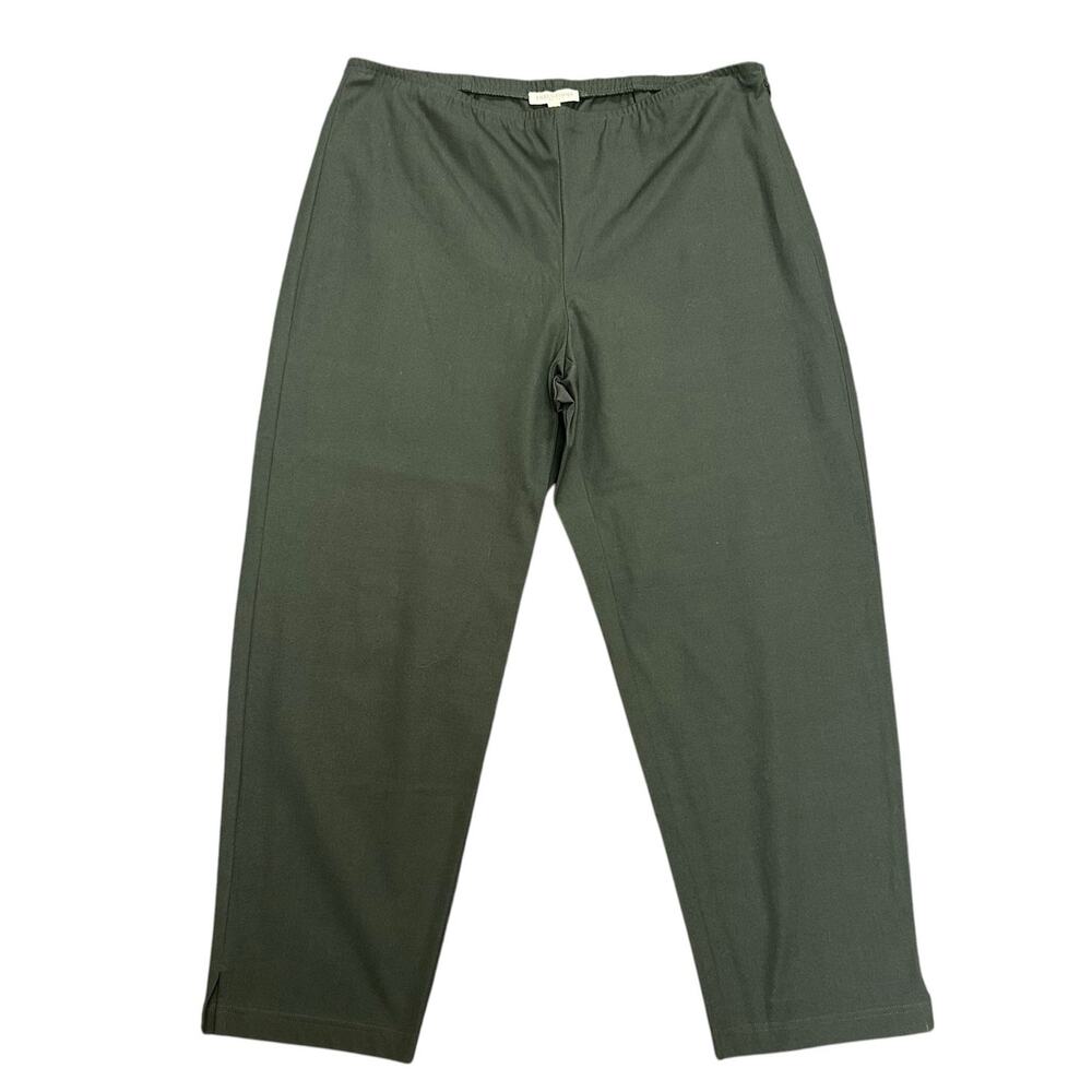 Eileen Fisher Oregano Green Organic Cotton Blend Slim Ankle Pants Petite Large